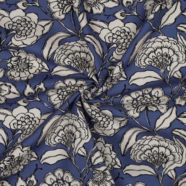 Canvas Baumwolle - Blue Flowers | Meterware